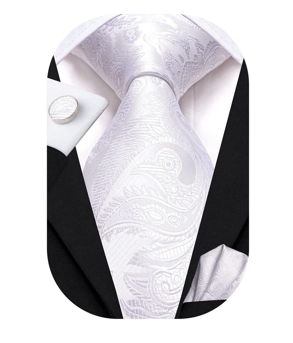 8306 Silk Paisley Ties Necktie Pocket Square Cufflinks Set Foral Tie Sets
